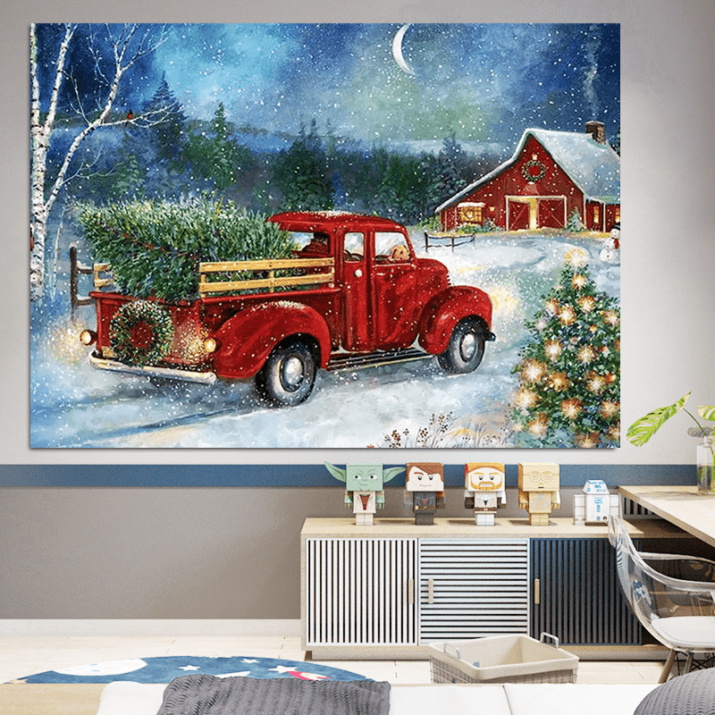 Canvas Poster Printed Painting Rustic Christmas Art - Temu