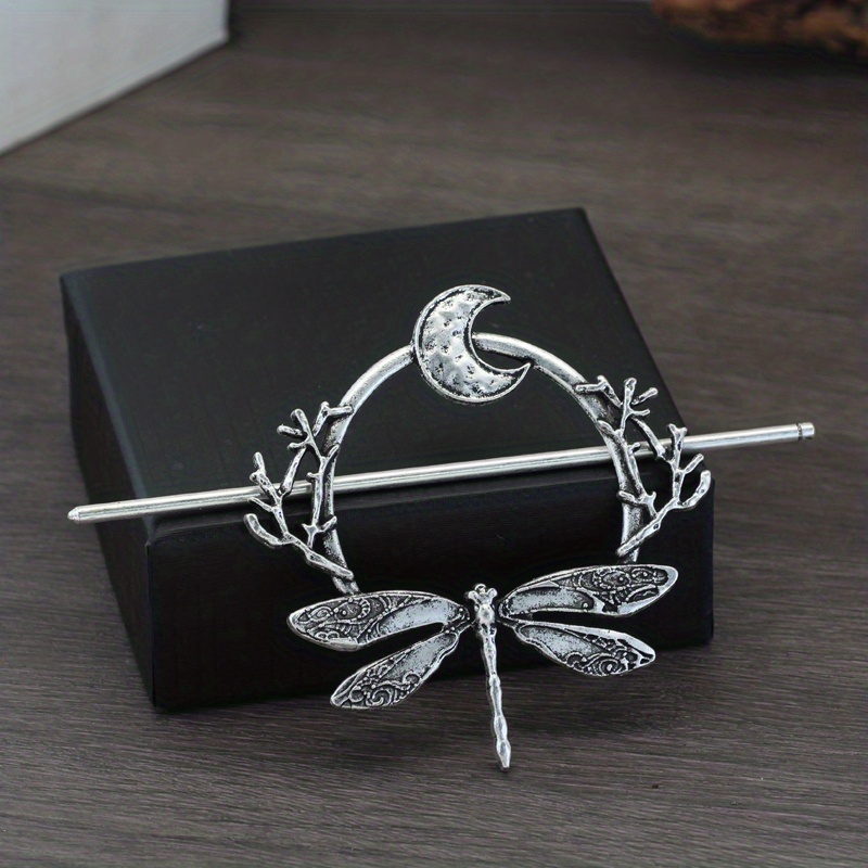 A Vintage Witch Pagan Dragon Crescent Hairpin, Magical Mysterious Hair Wand, Spiritual Hair Accessory, Wicca Gift. For Halloween
