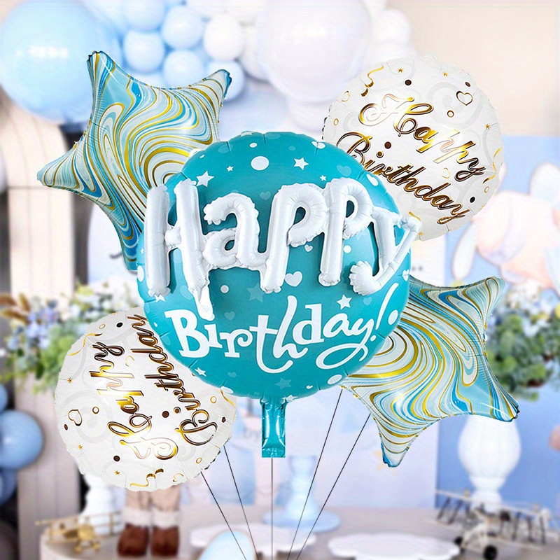 5 Piezas, Globos creativos 3D con forma de estrella y letras de feliz  cumpleaños, decoración de globos para fiesta de cumpleaños, suministros  para fie