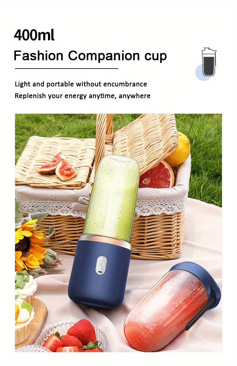 1pc portable automatic juicer cup with 2 cups suitable for family travel usb rechargeable multifunctional with 6 mini blenders easter gift details 8