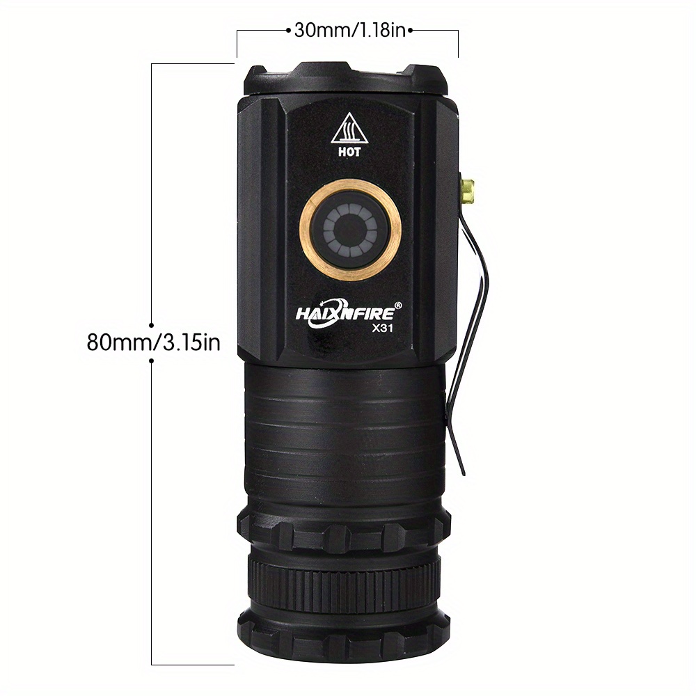HaixnFire X31 USB Rechargeable LED Mini Flashlight, Outdoor Camping Light  Outdoor Equipment Light Strong Tail Magnet Working Floodlight