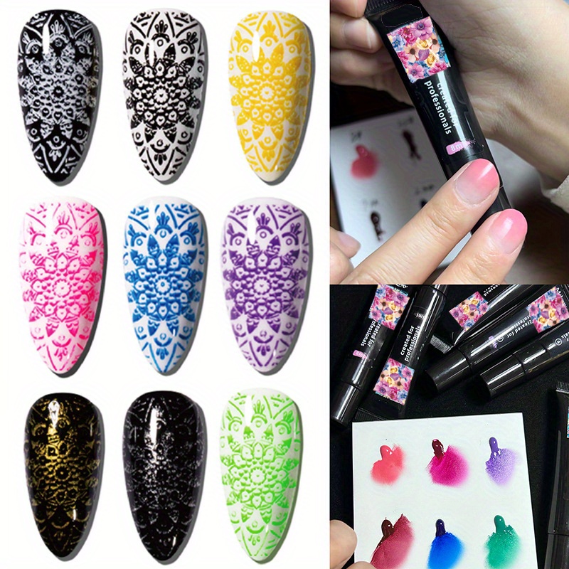Nail Stamper Kit 4pcs Nail Art Stamping Plates Flower Leaves Image Template  with Clear Stamper and