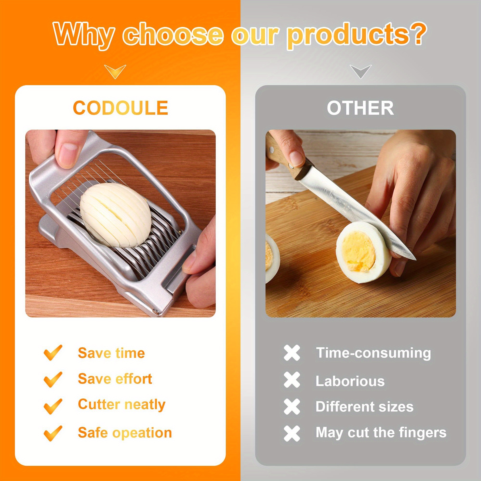 stainless steel egg slicer for hard boiled eggs heavy duty aluminium egg cutter dishwasher safe for egg strawberry soft fruit mushroom details 1