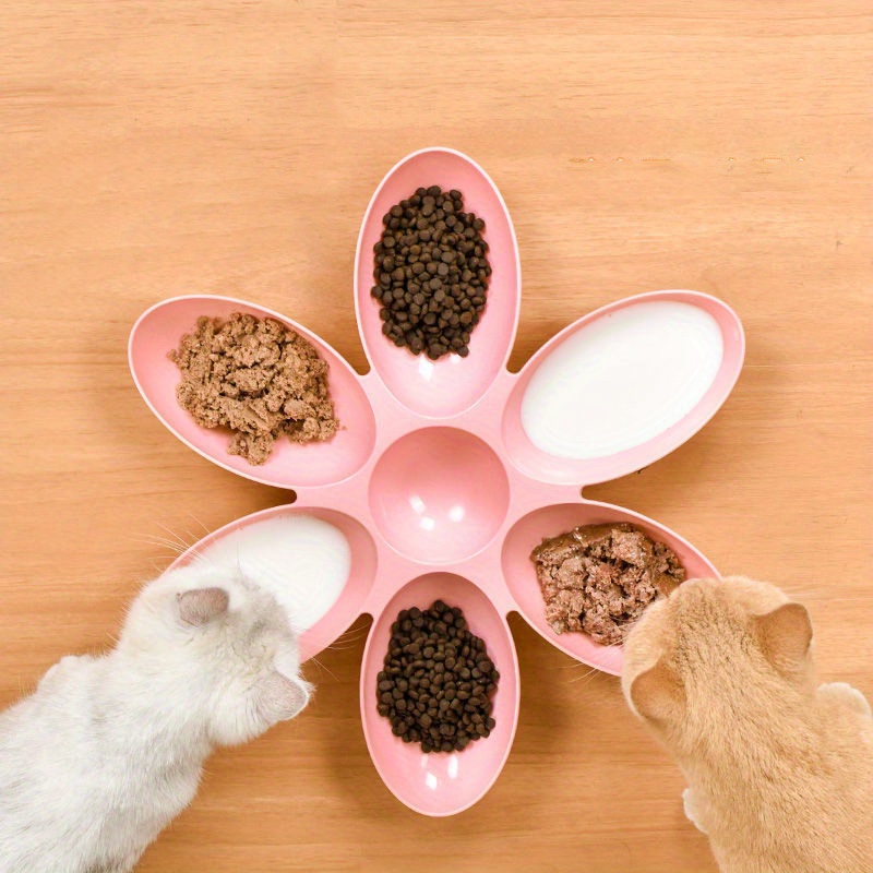 Creative Petal Shaped Plastic Cat Bowl Cat Food Bowl Water - Temu