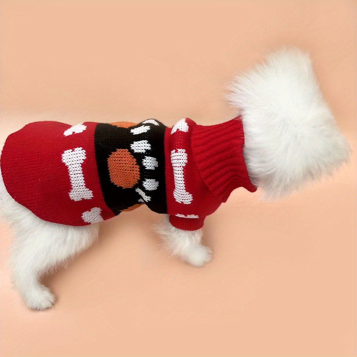 Image of 1pc 506k Dog Bone Footprint Cat Cute Clothes, Warm Sweater