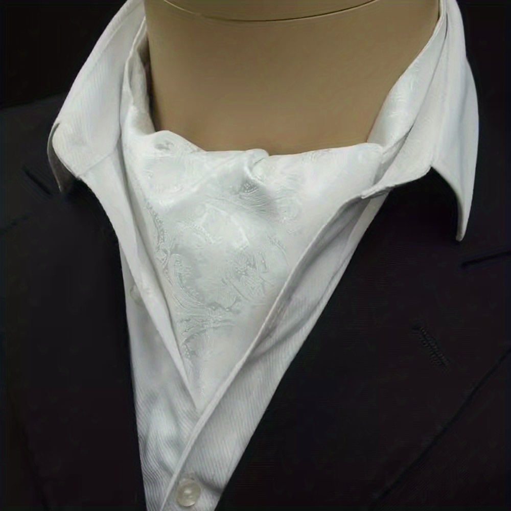 Titanium silver Dupioni Silk Formal Victorian Ascot Tie Cravat