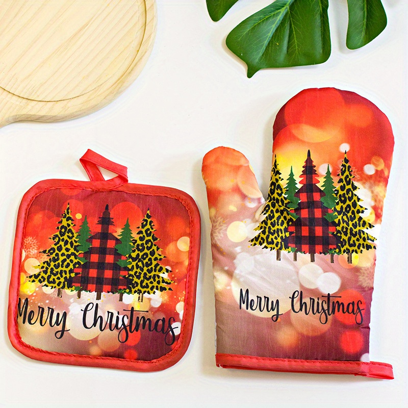 Polyester Oven Mitts, Short Heat Resistant Mitts, Microwave Oven Christmas  Theme Glove, Baking Oven Insulation Gloves, Non-slip Grip Surfaces And  Hanging Loop Gloves, Kitchen Supplies - Temu