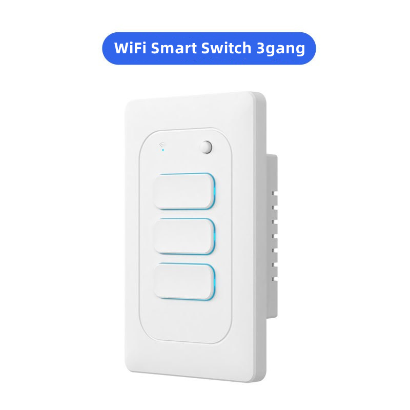 Interruptor Inteligente WiFi Blanco con 3 pulsadores. App Smart Life o Tuya.