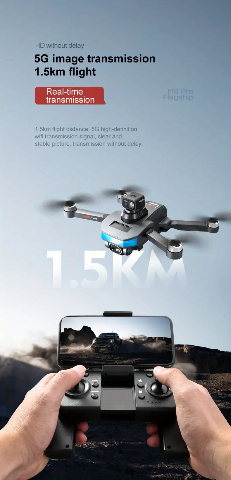m8 gps positioning drone professional grade brushless motor intelligent obstacle avoidance optical flow positioning esc wifi hd dual camera 18 minutes flight time charging battery details 7