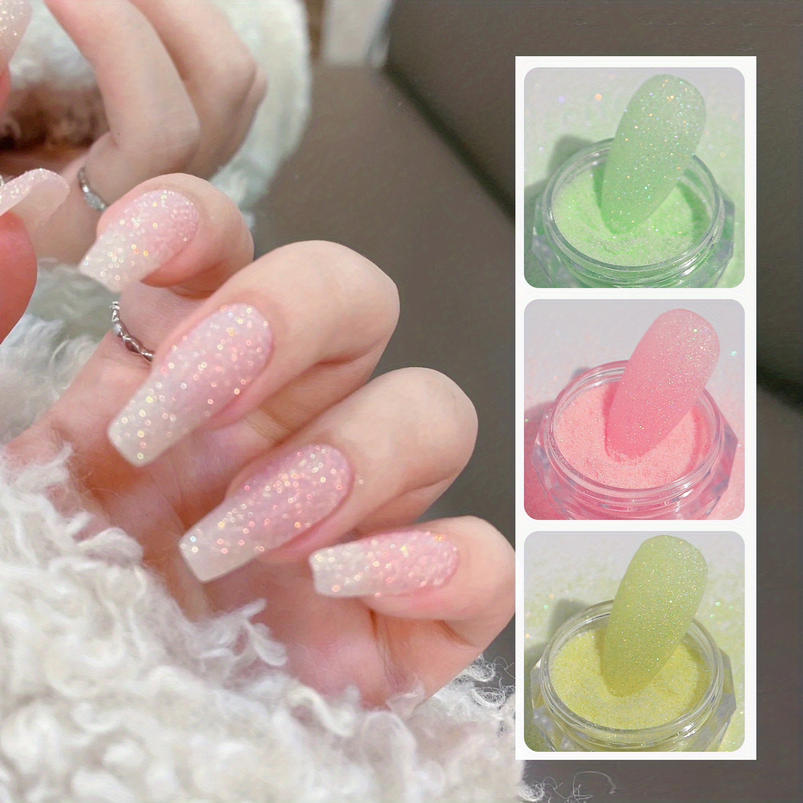 Hot Iridescent Sugar Nail Glitter Candy Coat Powder For - Temu