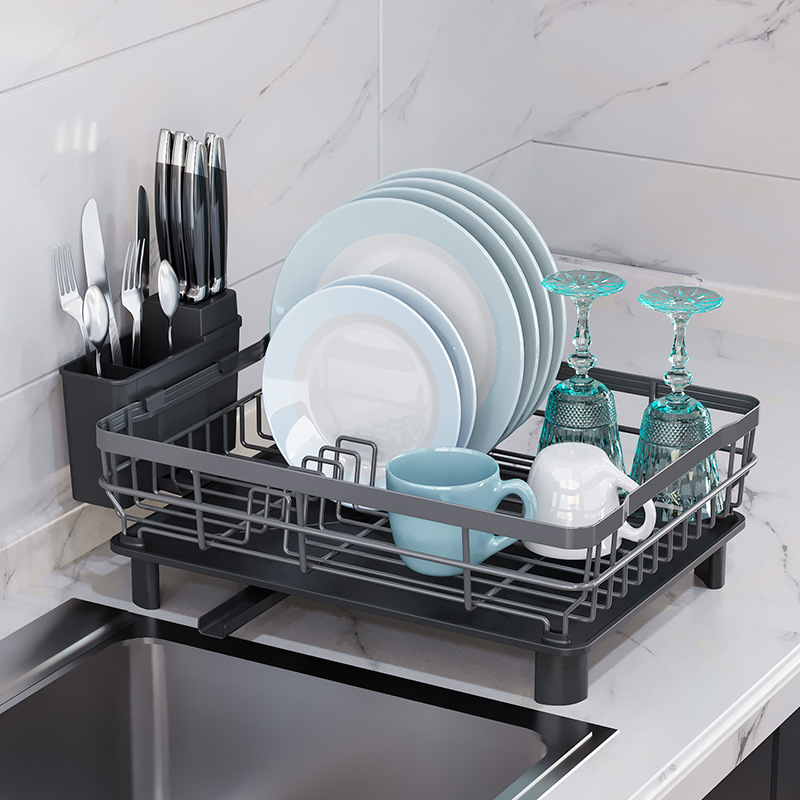 Kitchen Sink Dish Drainer Stainless Steel Cutlery Plate Cup Storage Holder  Rack