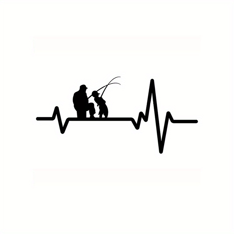 Car Sticker Heartbeat Fishing Father Dad Son Funny Car Stickers And Decals  Vinyl Car Styling