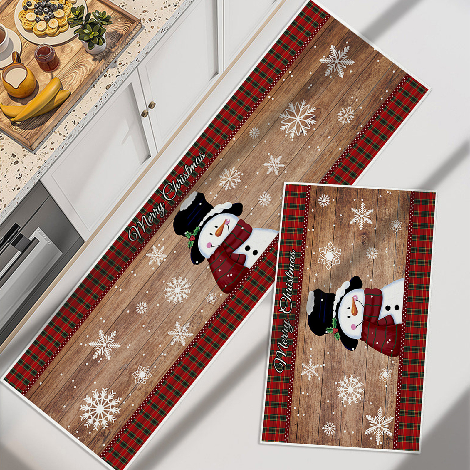 Roszwtit Chef Kitchen Rugs and Mats Set of 2, Christmas Believe Non-Slip  Backing Kitchen Rug, Kitchen Sets Low-Profile Washable Floor Mat for Home