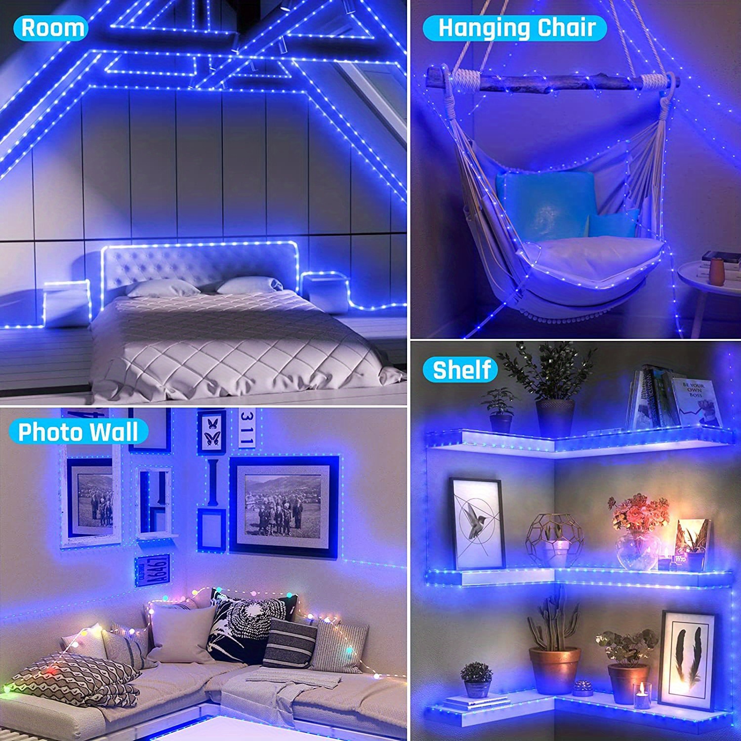 Solar Blue Rope Lights Outdoor 100leds 8 Lighting Modes Temu