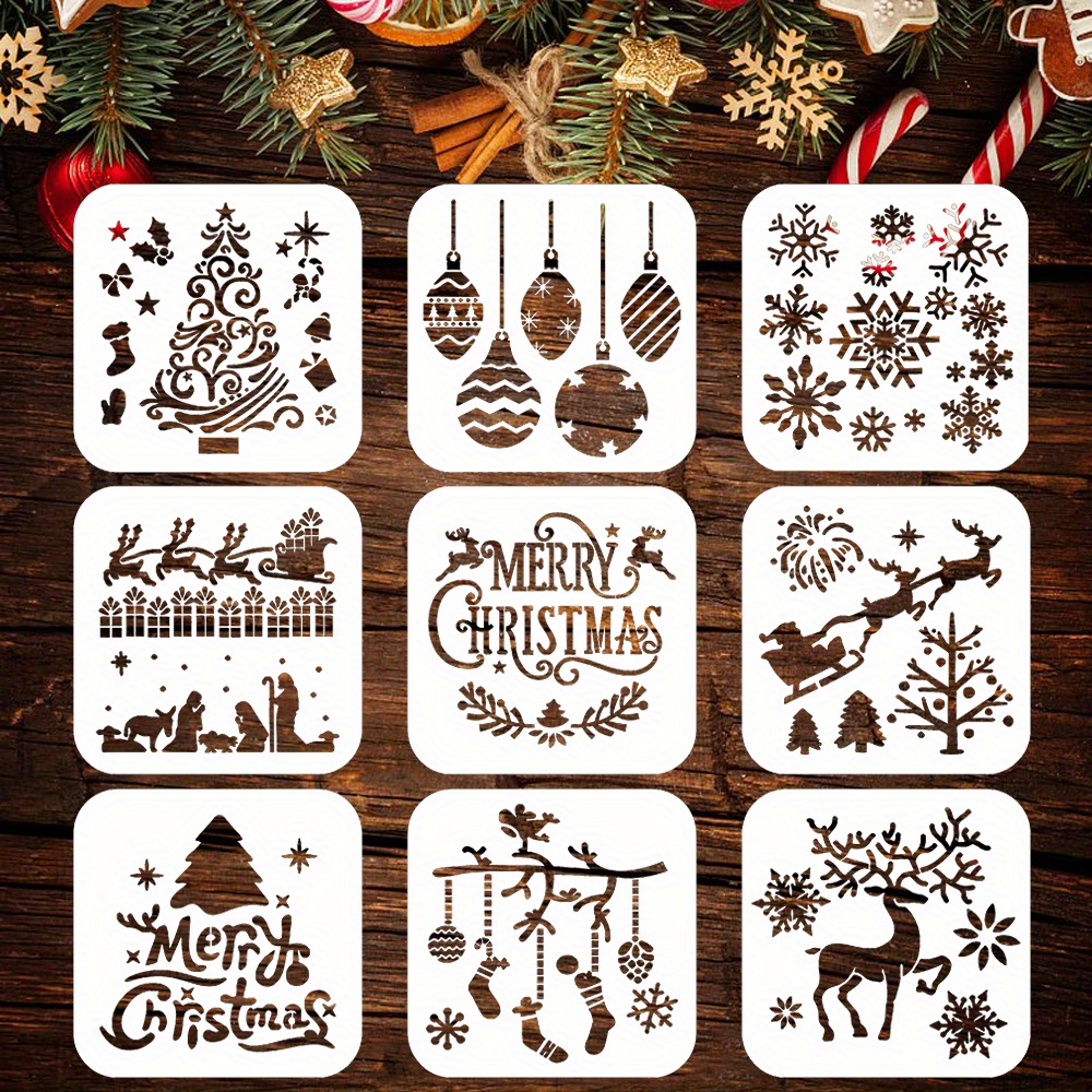 Merry Christmas Stencils Set Reusable Christmas Theme - Temu