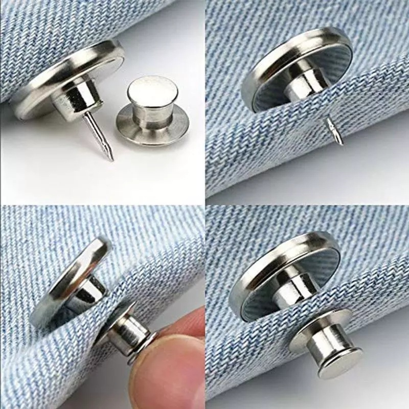 10pcs Detachable Jeans Buttons Adjustable Free Waist Retro Metal