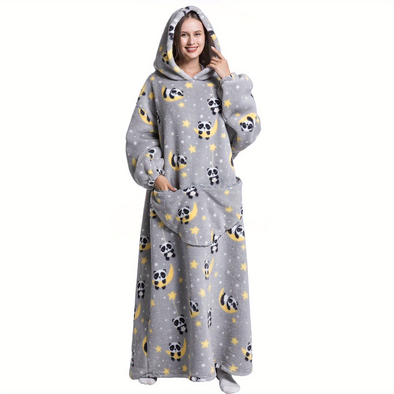 Waitu Sudadera tipo manta, para regalar a hombre o mujer, de grueso vellón  sherpa, para adulto, extragrande, con capucha, larga, con mangas y