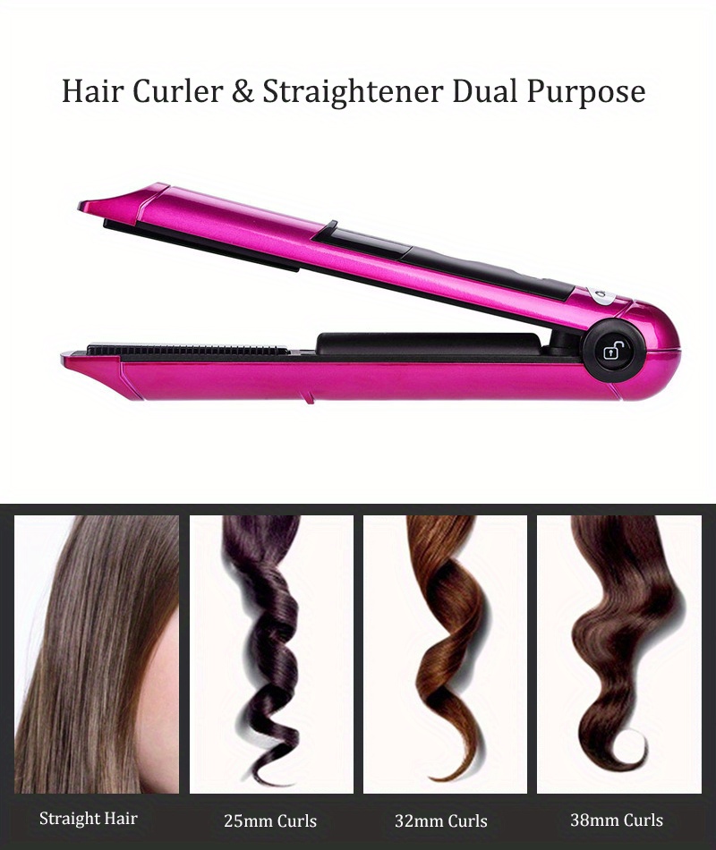 2 in 1 flat iron usb wireless hair straightener portable professional cordless roller curler ceramic fast heating styling tools details 1