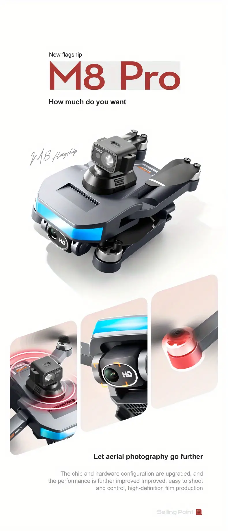 m8 gps positioning drone professional grade brushless motor intelligent obstacle avoidance optical flow positioning esc wifi hd dual camera 18 minutes flight time charging battery details 1