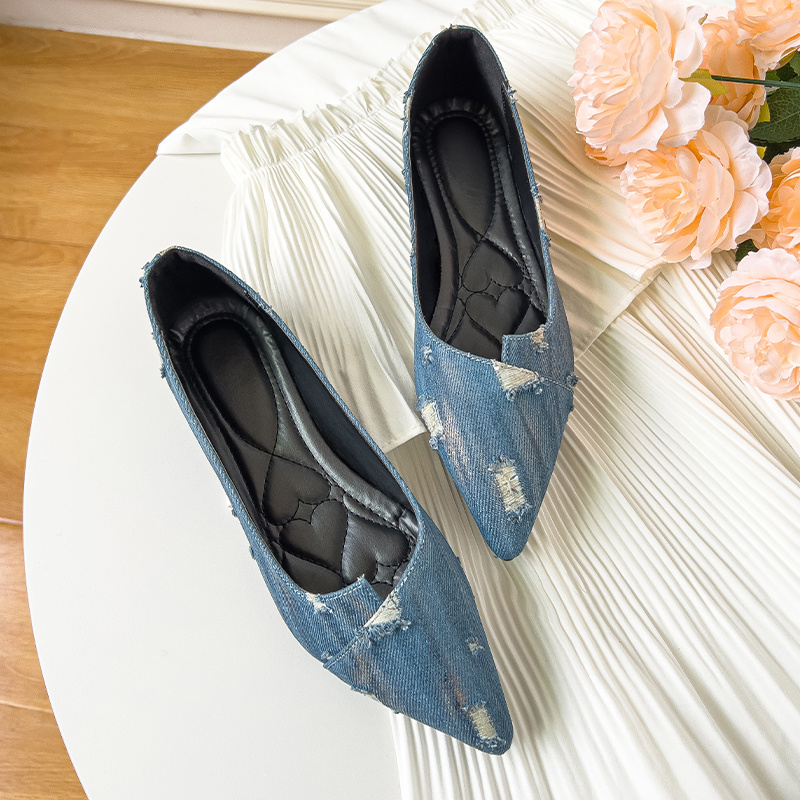 Denim flat cheap shoes