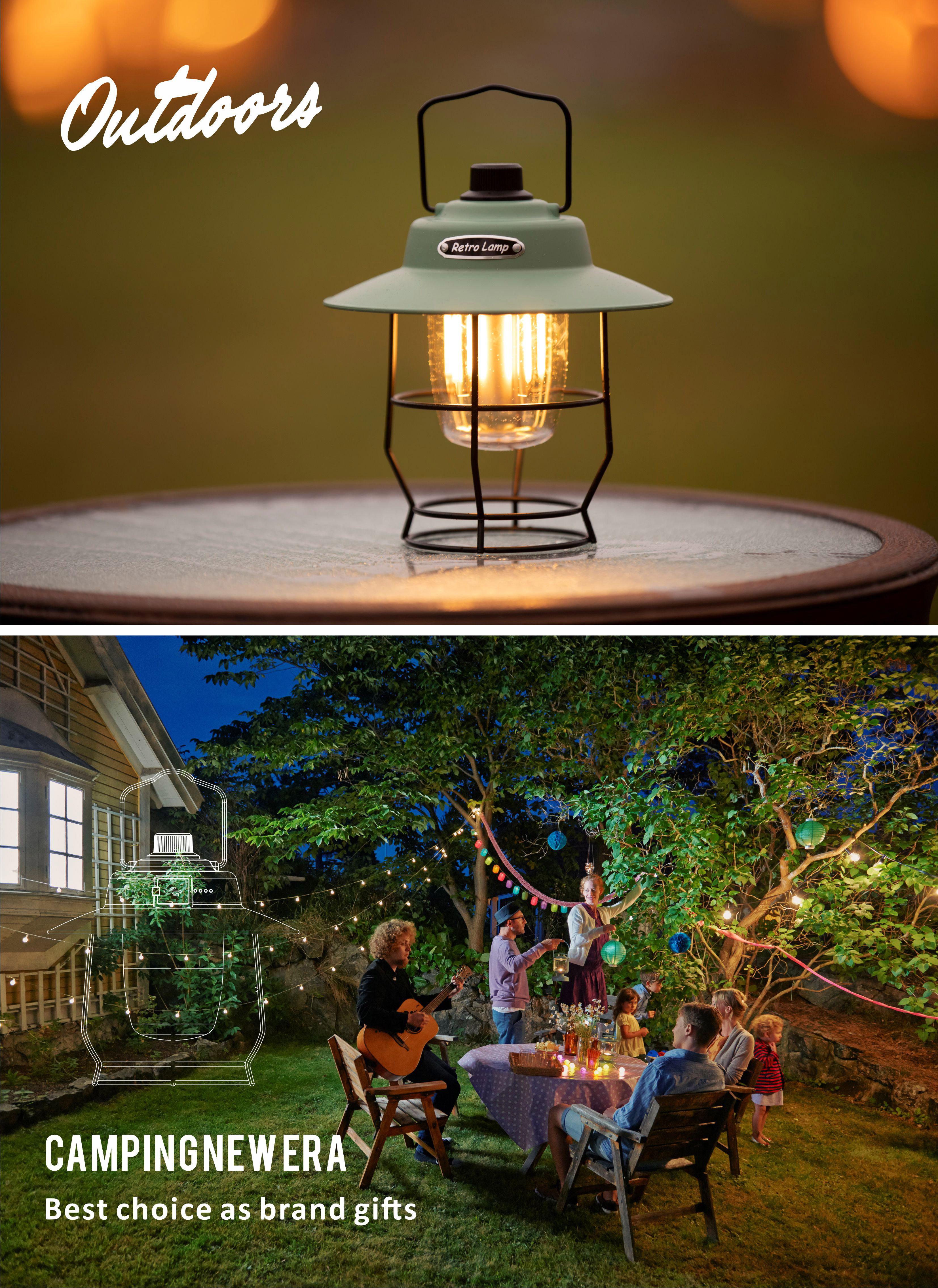 Vintage Led Camping Lantern, Rechargeable Classic Tabletop Lantern