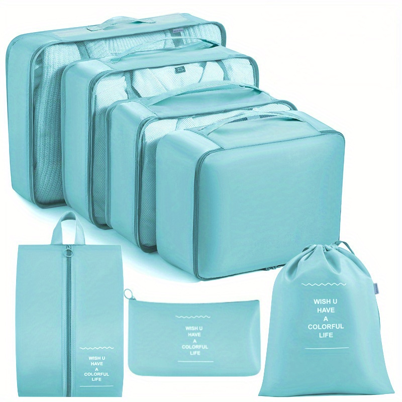 7 bolsas organizadoras para equipaje impermeables, Azul claro),  VAYEEBO7packing011