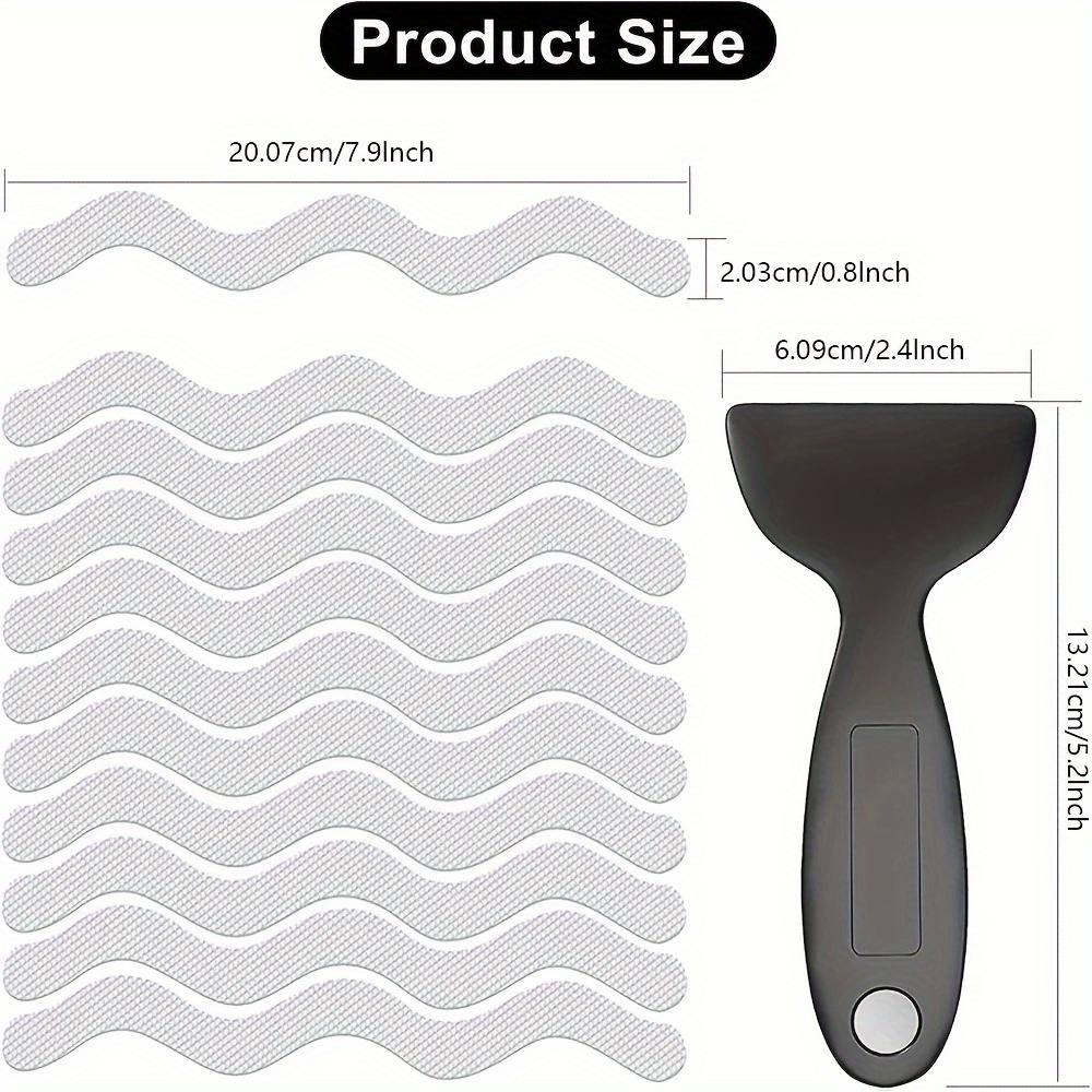24 Pcs Anti-slip Strips Anti Skid Tape Safety Shower with Premium Scraper  Non Slip Adhesive Strips Treads for Shower Tub Steps Floor-Strength Adhesive