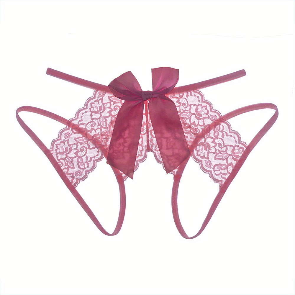 Floral Lace Bow Panties Cut Scallop Trim Open Crotch Panties Temu 7918
