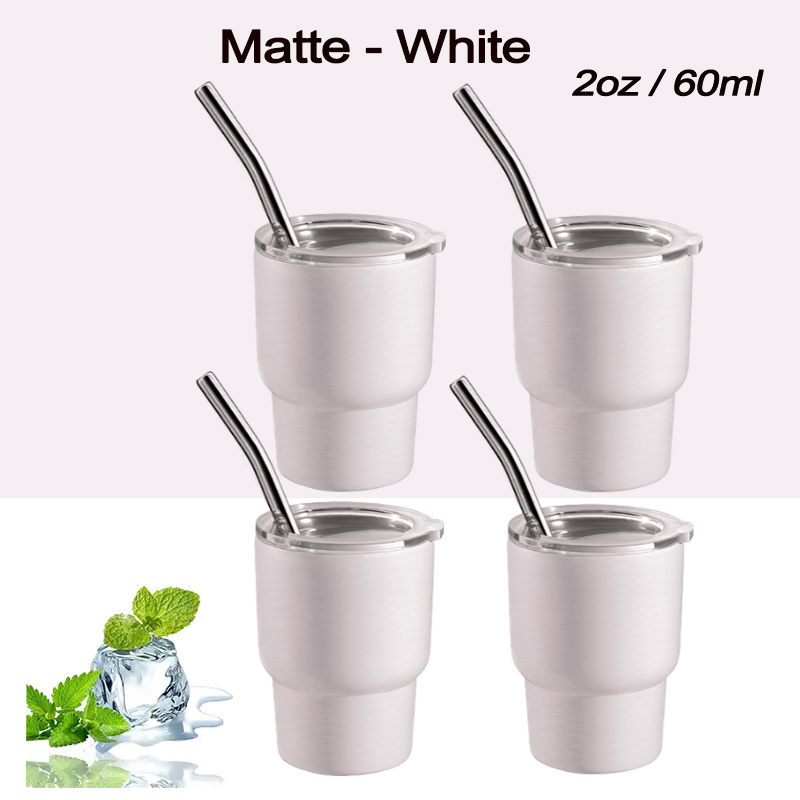 2oz Stainless Steel Shot Glasses with Lid and Straw Little Mini Cup Thermal  Water Bottle Spirits Tumbler Wine Mug Drinkwear New - AliExpress