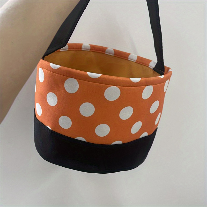 Halloween Buckets - Orange with Black Polka Dots