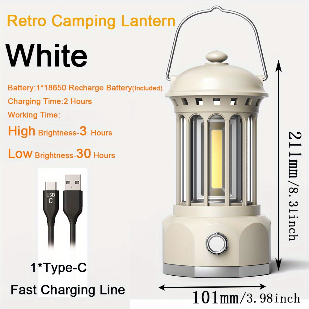 IPX4 Portable Retro Camping Lamp With Flashlight Type-C Camping