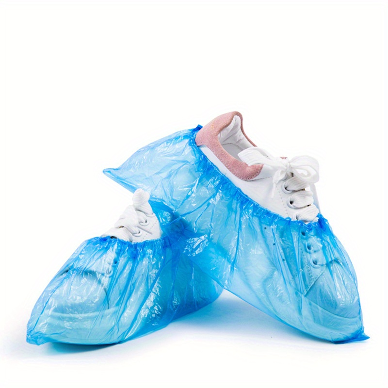 100pcs Couvre-chaussures En Plastique Jetable, Épaissi Imperméable  Intérieur Anti-dérapant Anti-poussière Cordon Élastique Chaussure Nettoyage  Housse