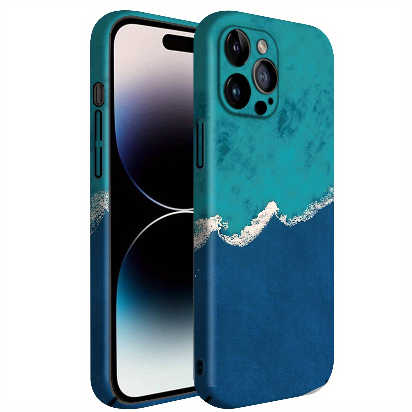 Cyan Blue Phone Case Iphone Cool Inclusive Embossed Temu