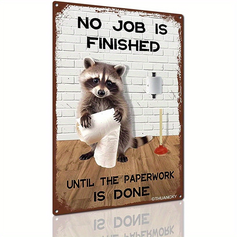 Metal Tin Sign Raccoons Bathroom Tin Sign Roll Paper No Job - Temu