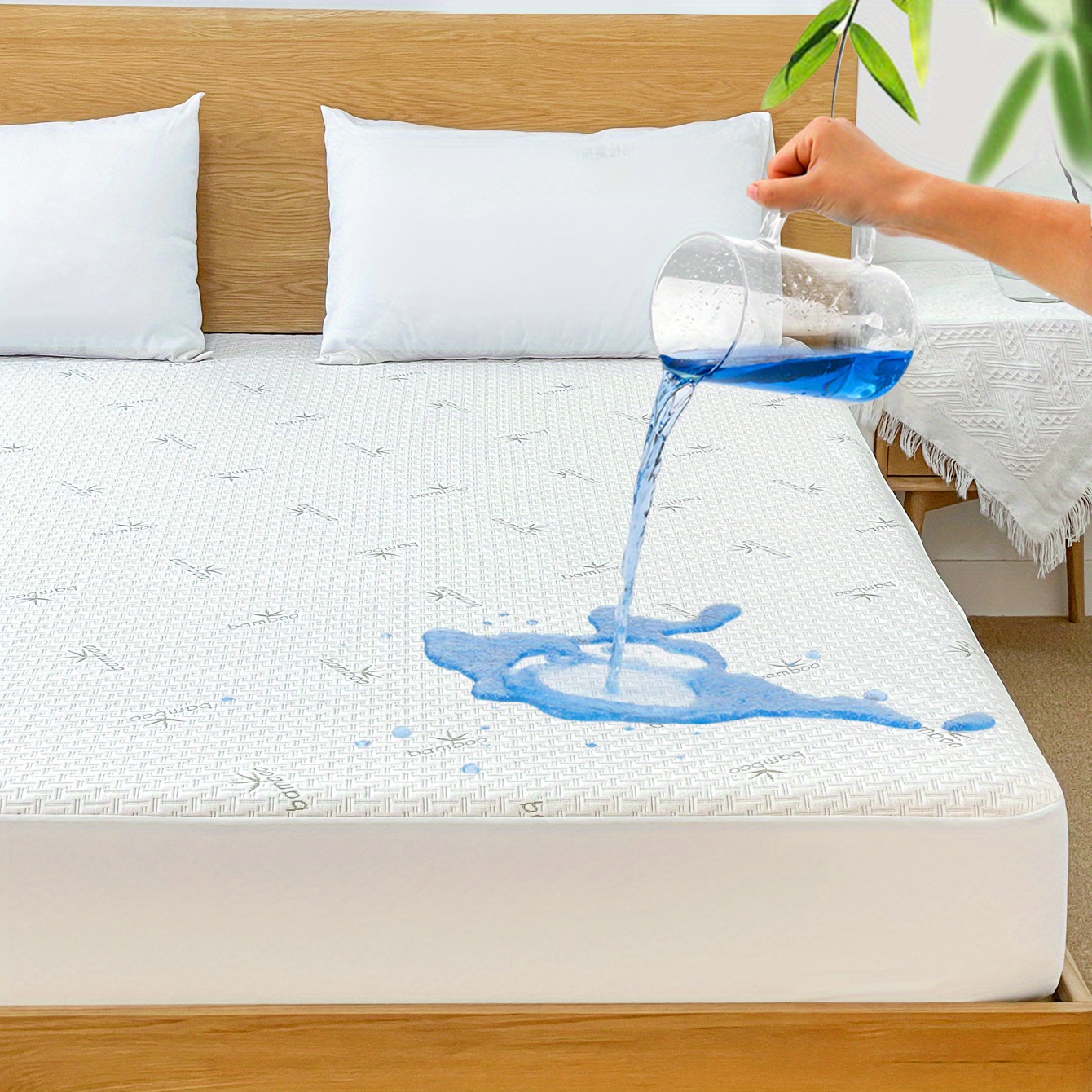  Casa Platino Protector de colchón de bambú 100% impermeable,  tamaño individual, funda de colchón ajustable de bolsillo profundo para  cama, transpirable, lavable a máquina, se adapta a hasta 18 pulgadas. 