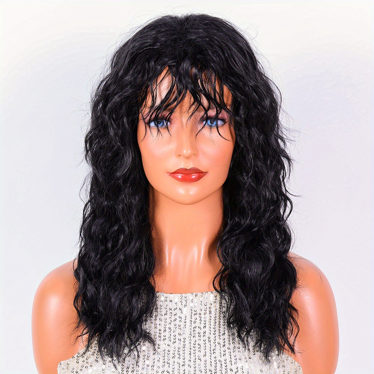 Women's White Curly Wigs Bangs Long Curly Wigs Women Anime Temu