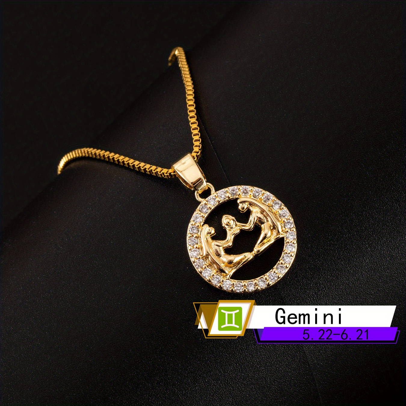 Chaîne Avec Pendentif Plaque Or Et Zircon - Bijoux Femme - Neuf Sans Emballage