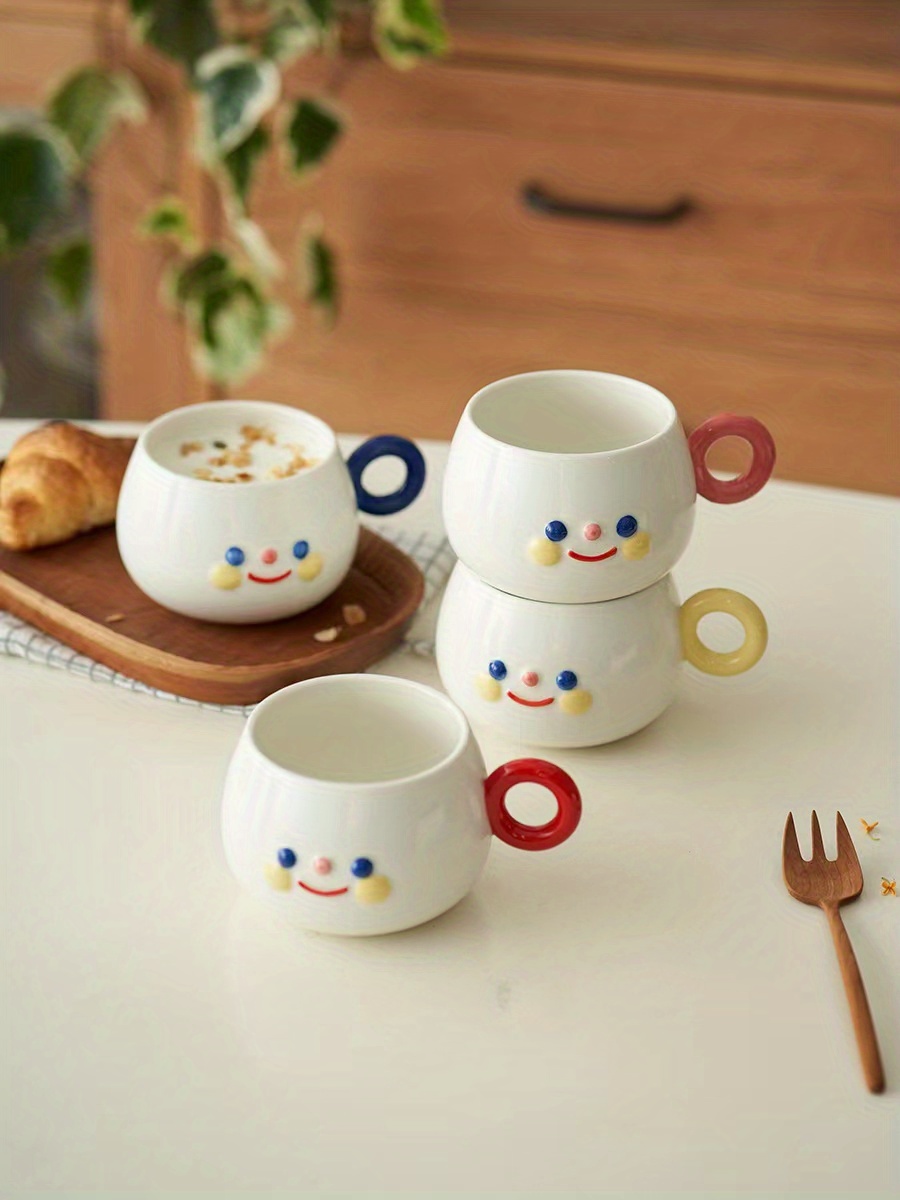 Coffee Cup, Ceramic Creative Cute Hand Painted Rainbow Smile Ceramic Mug,  Lovely Breakfast Milk Tea Coffee Cup, Kitchen Office Tableware Drinkware -  Temu