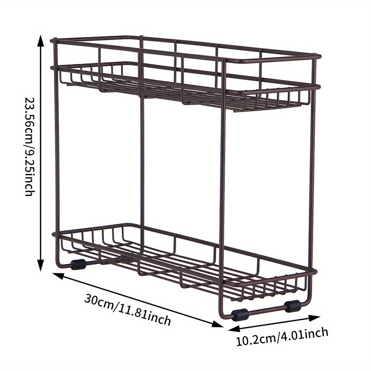 Dyiom Bathroom Counter Organizer Rack with Toiletries Basket, Two Tier Stainless Steel Toothpaste Holder, Bronze/Copper Metallic