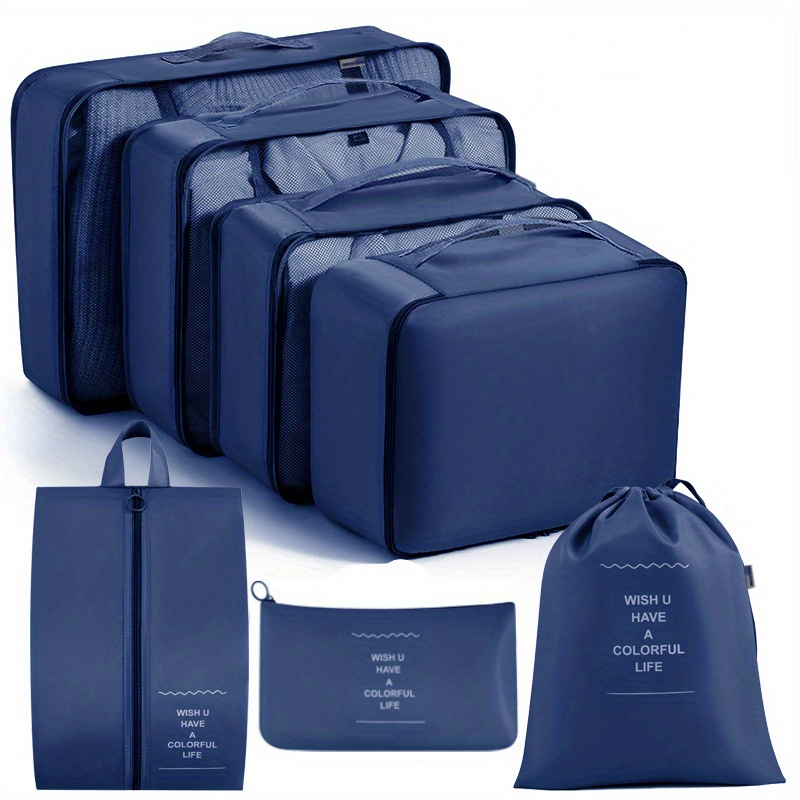 9 cubos de equipaje ligeros para maleta, organizadores de  equipaje esenciales para accesorios de viaje con bolsa de zapatos y taza  para cepillo de dientes, regalo del día del padre 