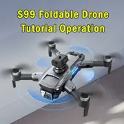 hd dual camera, rmg s99 drone hd dual camera hand gestures to take pictures or videos emergency stop one key take off and landing brushless motor optical flow positioning foldable electric adjustment camera angle four sided obstacle avoidance details 0