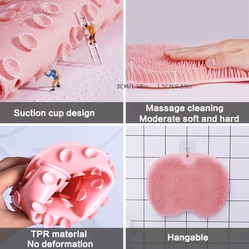 Silicone Bath Massage Pad with Suction Cups - 1pc Shower Foot Massager & Back Scrubber for Bathroom and Bedroom Use, No Electricity Needed