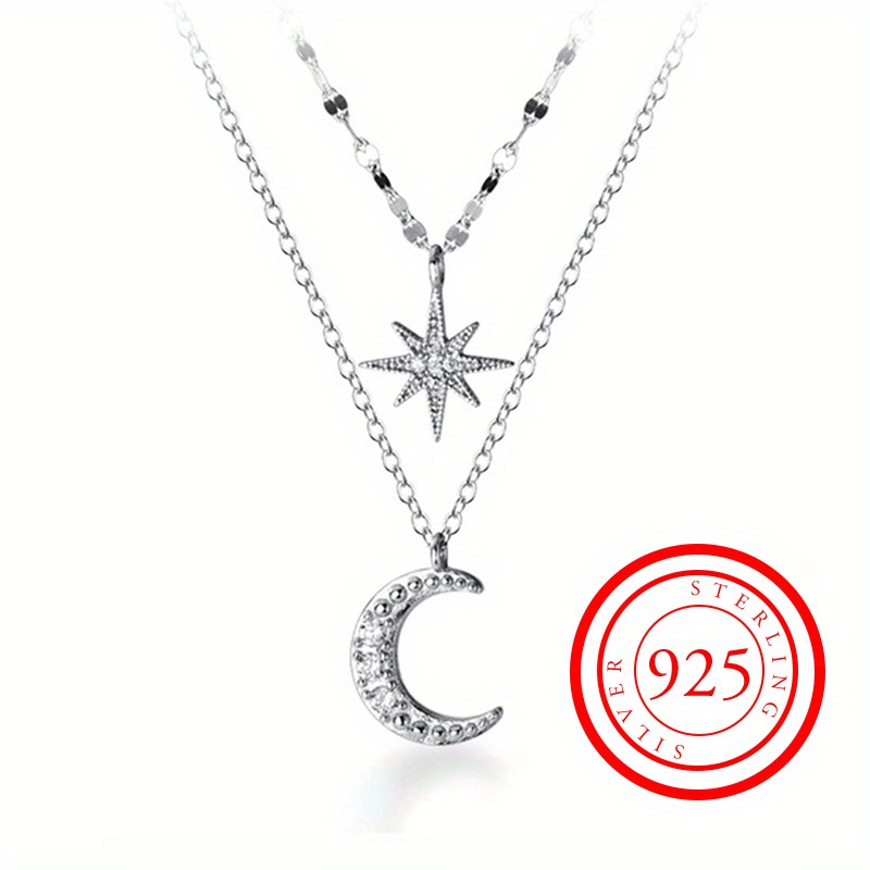925 Sterling Silver Bird Moon & Star Designer Pendant - Handmade Jewelry