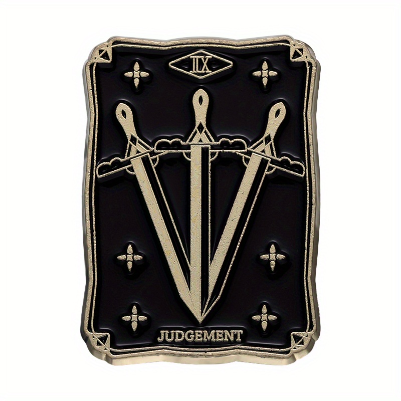 Punk Gothic Tarot Enamel Pins Square Moon Star Wheel Fortune