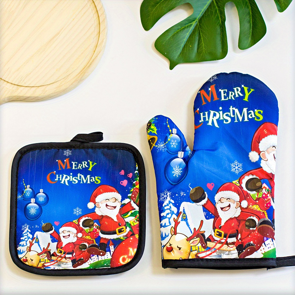 Polyester Oven Mitts, Short Heat Resistant Mitts, Microwave Oven Christmas  Theme Glove, Baking Oven Insulation Gloves, Non-slip Grip Surfaces And  Hanging Loop Gloves, Kitchen Supplies - Temu