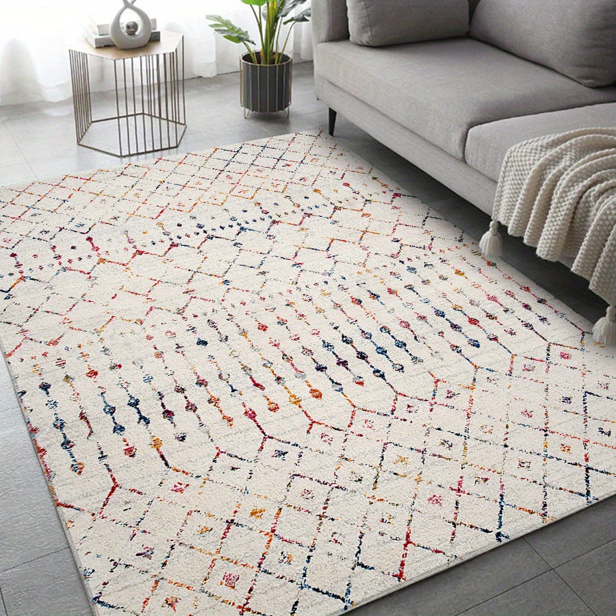 Grey Black Bohemian Tribal Area Carpet, Retro Grid Small Entrance