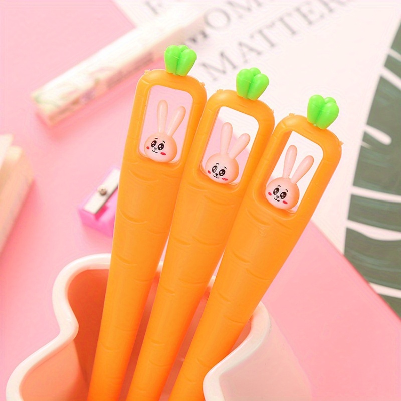 Cartoon Rabbit Carrot Neutral Pen Creative Student Pen Cute - Temu