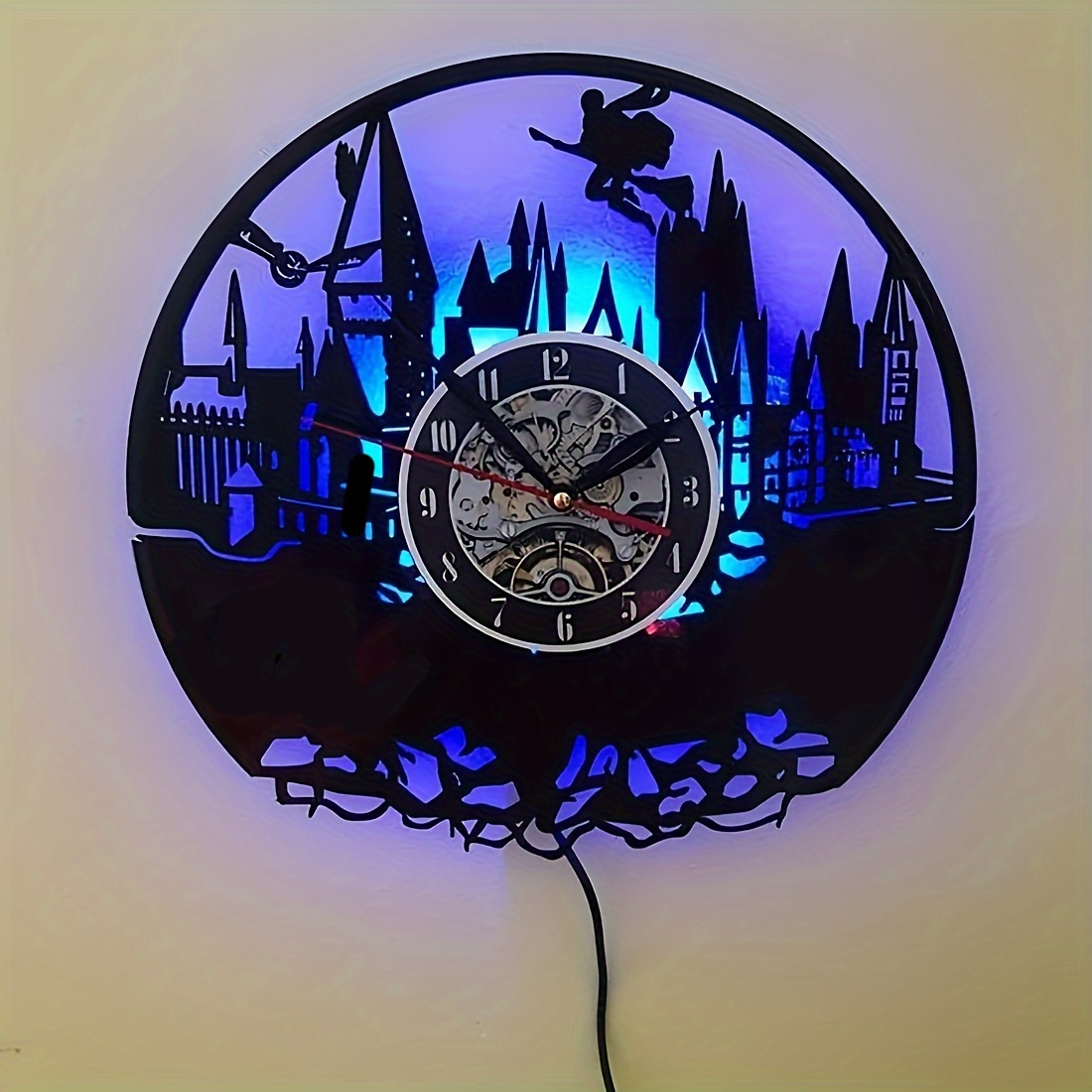 Orologio da Parete con Disco in Legno Lavorato a Mano Hogwarts Harry potter  - La Cornice articoli da regalo