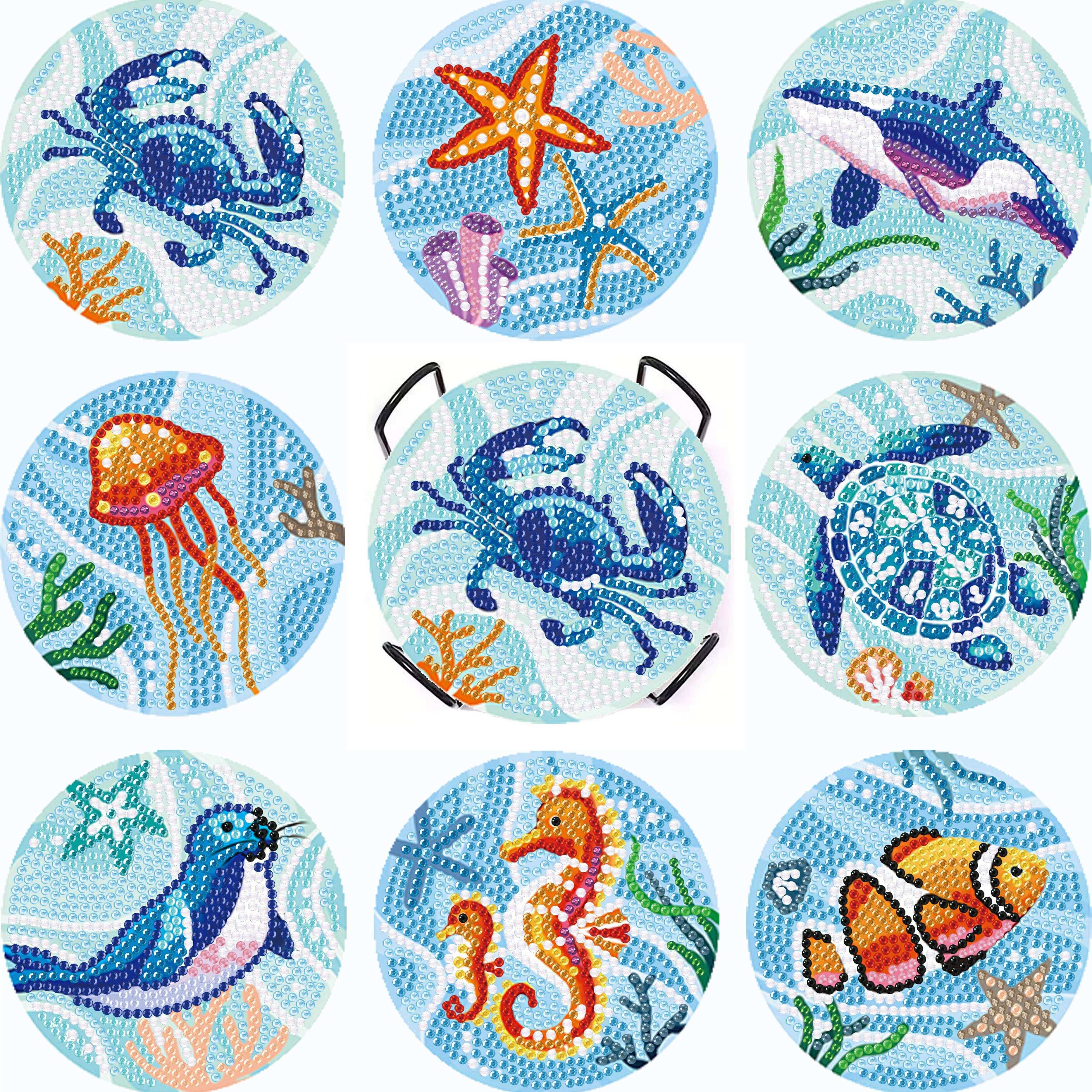 TEMU 8pcs Diamond Painting Coasters With Stands, Coasters Diamond Painting Kit, Suitable For Beginners, Adult Art Craft Supplies, Ideal For Wood