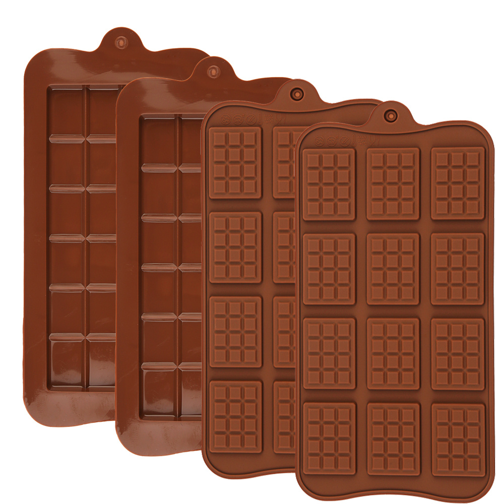 Waffle Silicone Chocolate Mold Mini Waffle Break Apart Chocolate Mold  1pc-12 Cavities Non-Stick Candy Baking Mold Protein & Energy Bar Molds